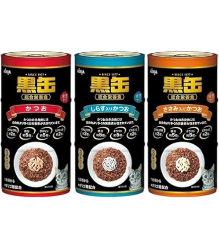 Amazon.co.jp: アイシア 黒缶 3P (160g×3缶パック) 3種 (かつお/しらす
