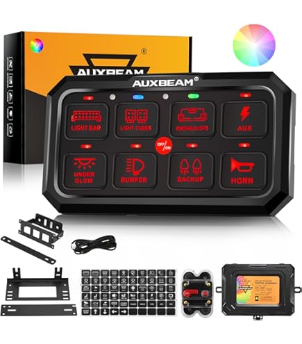 Amazon.co.jp: Auxbeam 8ギャングスイッチパネル RB80 XL 5.3インチ