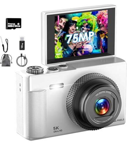 Amazon | デジタルカメラ 5K録画 デジカメ 7500万画素 WIFI転送機能