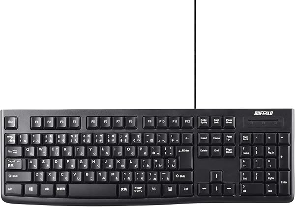 バッファロー BUFFALO USB接続 有線スタンダードキーボード ブラック BSKBU105BK【Windows/PS4/Nintendo Switch対応】 - 1