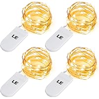 Lighting EVER LEDストリングライト 電池式フェアリーライト LEDイルミネーション 1m 20LED 電球色 防水銅線ワイヤー ハロウィン 飾り付け クリスマス飾り 結婚式 パーティー 装飾ライト クリスマスツリー電飾 おしゃれ 4個