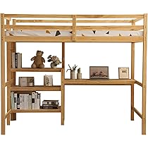 Amazon｜ロフトベッド 木製 シングル ベッド デスク付く ハシゴ