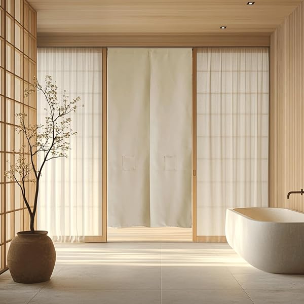 PONY DANCE Noren, Blackout Curtain, Long, Natural, Stylish, Interior, String, Hallway, Japanese Style Room, 1 Noren, Width 33.5 x Length 59.1 inches (85 x 150 cm), Natural - 1