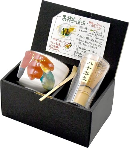 Amazon｜美濃焼 抹茶碗 ギフトセット 木箱入 窯変釉薬 金麗 茶色 約