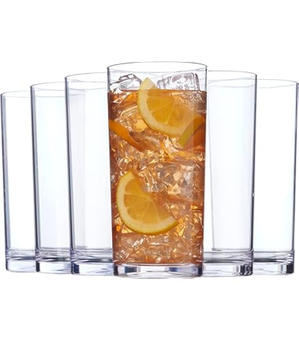 Larder & Vine Textured Drinking Glasses - Set Of 4 Tall 15.2 Oz Lead-Free Glasses