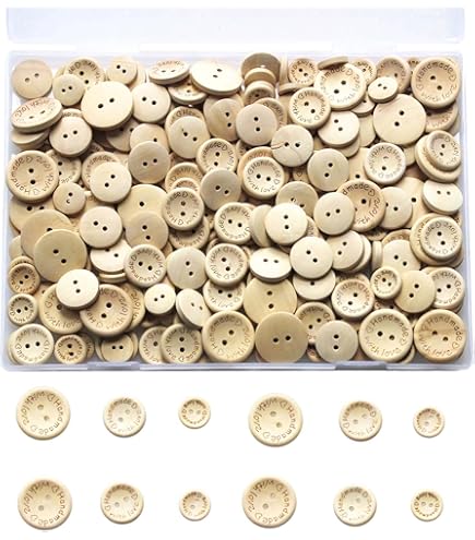 Amazon | ウッドボタン 二つ穴ボタン ナチュラル シャツボタン ウッド  