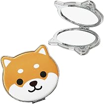 Amazon.co.jp: 旅するマメしば コンパクトミラー 茶 まめた 折りたたみ