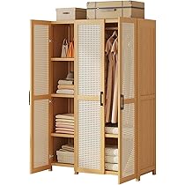 Amazon | Shilanmei ワードローブ 扉付き 洋服ラック