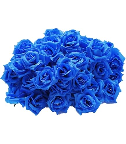 Amazon.co.jp: 【19blue】 バラ 造花 50個 8cm ブーケ ローズ