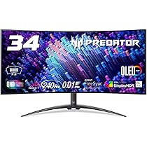 acer Predator 湾曲 ゲーミングモニター 本体 ノングレア 有機EL (OLED)パネル搭載のPredatorハイエンドゲーミング