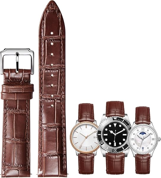 BINLUN Leather Watch Band Quick Release Leather Wristwatch Strap for Men and Women Replacement Smart Watch Belt Crocodile Pattern 10 Colors (10mm, 12mm, 13mm, 14mm, 15mm, 16mm, 17mm, 18mm, 19mm, 20mm - 1