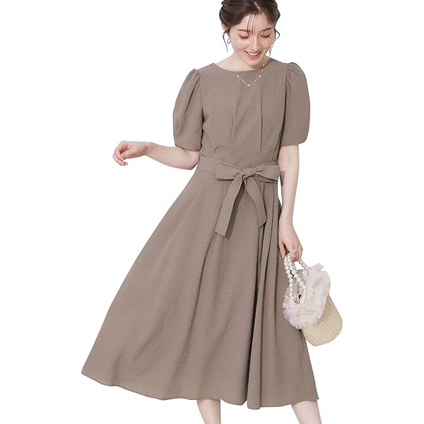 サマーたぬきのページです。クチュールブローチ　タックプリーツ配色ワンピース 配色・きれいめ・通勤】タックプリーツ配色ワンピース（マキシ