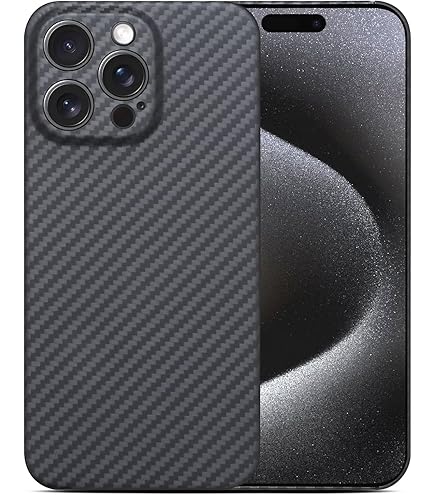 GRECAZO Magnetic Ultra-Thin Frosted Soft Touch Skin Borderless Carbon Fiber Bump Texture For IPhone 14 Plus Case 6.7" Slim Minimalist Lightweight Frameless Matte Hard For MagSafe Cover Case-Black