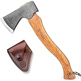 キャンプ 斧 焚き火 手斧 38cm NedFoss 鍛造斧 薪割り斧 ブナ柄 専用本革カバー付き おの アウトドア 薪割 枝打ち キャンプ用品 作業斧 手工具