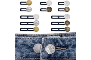 ウエスト調整ボタン 12個セット 延長 ウエスト 調整 縫い目ない ウエスト アジャスター 延長 ジーンズ スカート 取り外し可能 縫製不要 シリコン製 金属ボタン ゴールド シルバー (延長ボタン, 12個)