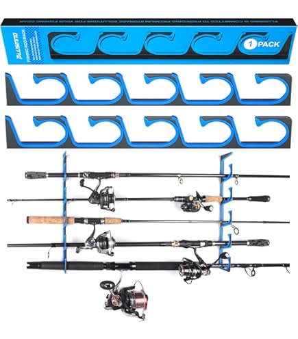 StoreYourBoard Stillwater Fishing Pole Holders For Garage, Wall And Ceiling Storage Rack For Fishing Rods, Solid Wood Garage Organizer Holds 8 Rods Or Combos Up To 40 Lbs