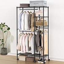 Amazon.co.jp: BreeRainz ハンガーラック 洋服掛け 衣類収納 2段
