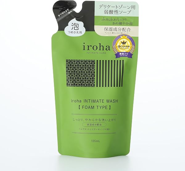 【@cosmeベスコス殿堂入り】iroha イロハ デリケートゾーン専用ソープ 泡タイプ ベルガモットとビターオレンジの香り 詰め替え用 135ml - 1
