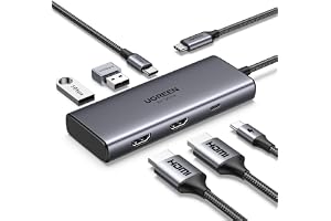 UGREEN Revodok 206 6 in 1 USB Cハブ 2HDMI出力 4K60Hz 100W PD充電 5Gbpsデータ転送 | ドッキングステーション|単一出力8K@30Hz|MacBook M1/M2, XPS, ThinkPad,
