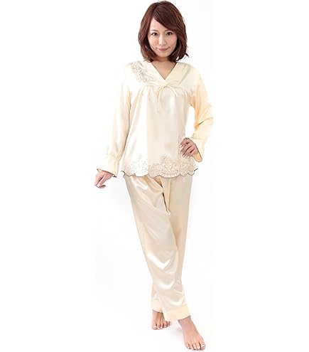 Amazon.co.jp: シルクパジャマレディースサマーロングスリーブ薄