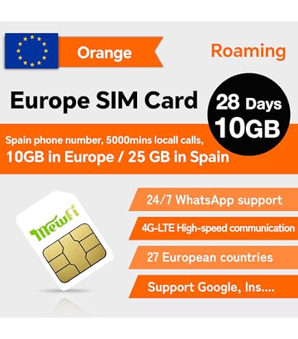 Vodafone Spain Prepaid SIM - 350GB Data In Spain + 26GB EU Roaming + 3000 Int'l Minutes