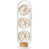 Amazon | moku. DC3連マルチファン (ベージュ（ホワイト）×木目