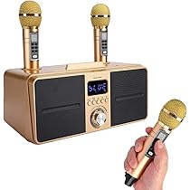 お家カラオケ Amazon.co.jp: カラオケマシン、2つのワイヤレスマイクを備えた
