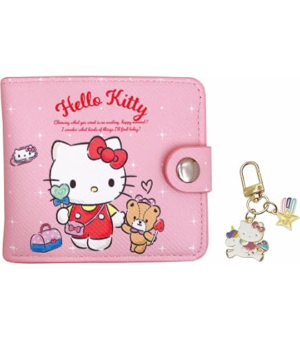 Portafoglio Sanrio I Love Hello Kitty In Vinile Per Bambini | Con Portamonete E Tasche Per Carte, Nero - 3