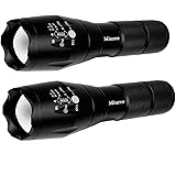 2Pcs Tactical Flashlight Water Resistant Military Grade Tac Light with 5 Modes & Zoom Function Ultra Bright Torch