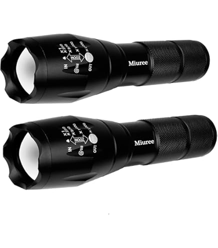 Naiveisland High Lumens LED Flashlight 2-Pack – Single Mode, Adjustable Focus, For Camping Hiking Emergency