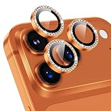 Podick カメラカバー iPhone 17 Pro/17 Pro Max用 カメラ保護 キラキラ いPhone 17 Pro/17 Pro Max 対応 レンズカバー 全面保護 9H強化ガラス アルミ合金 耐衝撃 キズ防止 高透過率 黒縁取り 露出オーバー防止 防滴 防塵 貼り付け簡単 自動吸着 気泡ゼロ アイフォン 17プロ/17プロマックス レンズフィルム (オレンジ)
