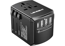 LENCENT Universal Travel Adapter, International Charger with 3 USB Ports and Type-C PD Fast Charging Adaptor for iPhone, Sams