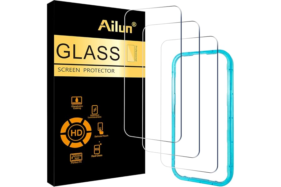 Ailun 3 Pack Screen Protector for iPhone 18 Pro/iPhone 17 Pro | 6.3 inch, Tempered Glass, Installation Frame, Sensor Protecti