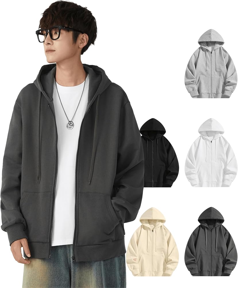 [SHANLIANG] パーカー メンズ 長袖 秋服 冬服 裏起毛 厚手 ジップ トレーナー 薄手 大きいサイズ ゆったり カジュアル 無地 トップス フード付き スウェット 複数色選び