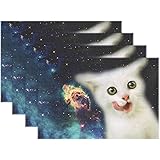 GORIRA（ゴリラ） DIY個性画像 白い 子猫 星空 食いしん坊 ランチョンマット 人気 おしゃれ 撥水 防汚 丸洗いOK お手入れ簡単 インテリア 滑り止め 摩擦 耐える 断熱 飾り 食卓 華やか 雰囲気 大人 子供 対応 家庭 レストラン用 