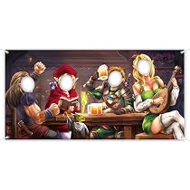 DND-Fantasy-Hintergrund 1,8 X 0,9 M – Mit Gesichtsloch Für Foto-Shootings & Rollenspiel-Partys