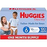 Huggies Ultra Dry Nappies Boys Size 6 (16+kg) 120 Count - One Month Supply (Packaging May Vary)