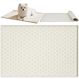 rloao 犬 トイレトレー 60x80cm 大型 シリコン ワイド トイレマット【可愛い肉球柄 】 ペットシーツ こぼれ防止・滑り止め・丸洗い可能な深型デザイン ペット用食事マット トイレトレーニング用（クリーム）