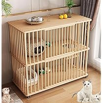 黒猫 　無垢楢材　片袖机２点 Amazon.co.jp: 猫 ケージ 無垢材 猫のゲージ 室内用 猫の複数用