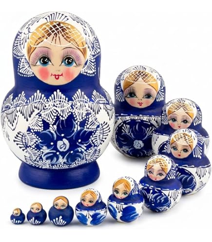 YAKELUS 10pcs Russian Nesting Dolls Matryoshka handmade1070
