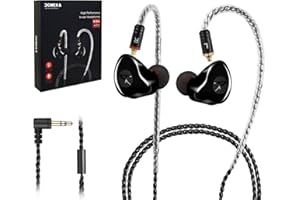 DCMEKA in Ear Monitor Headphones, HiFi Stereo IEM Earphones, Dynamic Dual Driver Wired Earbuds with Detachable Cable, Noise Canceling Headset for Singers Musicians Drummers Audiophile (Black)