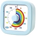 子供用視覚タイマー かわいいレインボー - 60分カウントダウンタイマー 子供と大人のための時間管理、料理、教室、ミーティング用タイマー (ブルー)