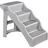 Amazonベーシック ペット用 折り畳み式ステップ 階段 37.1 x 57.8 x 49.5 cm グレー