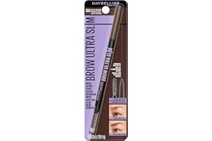 Maybelline Eyebrow Pencil, Defines Eyebrows, Slim Precision Tip, Buildable formula, Built-in Spoolie Brush, Brow Ultra Slim, Deep Brown