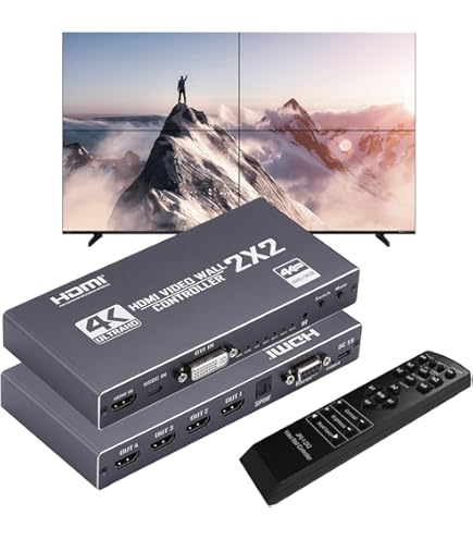 3x3 HDMI ビデオウォールコントローラー リモコン付き Amazon | 4K 3x3 ビデオウォールコントローラー 9チャンネル