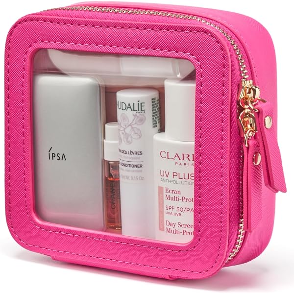 Herzförmige Make-up-Tasche Von Aaly Beauty – Rosa, Transparente Abdeckung, Großes Fassungsvermögen Für Volles Make-up