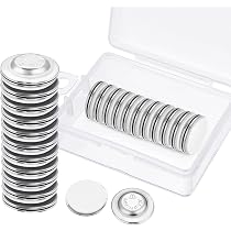 25 Sets Magnetic Name Badge Holders - Strong Neodymium Magnets, Silver, No-Pin Damage