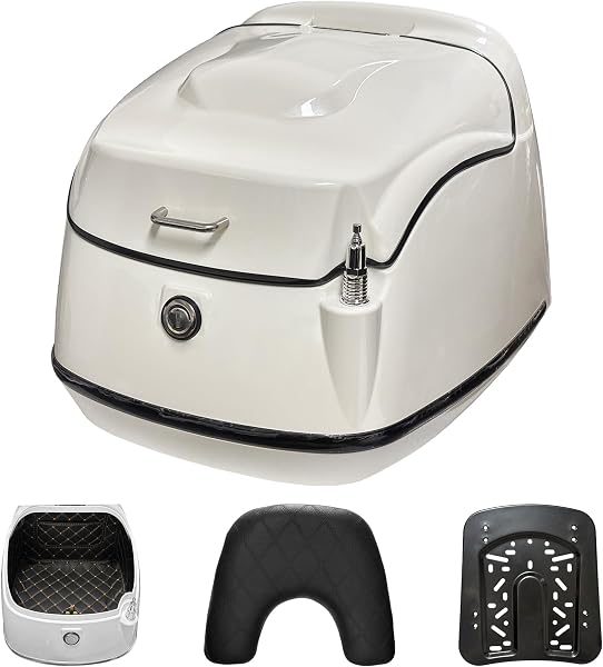 JISYIWOWトップケース バイク リアボックス 38L大容量バイク用ボックス 着脱可能式原付 ABSスクーター収納可能 汎用 アンテナ飾り (ベージュ) - 1