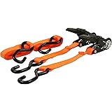 E-Value ラチェット式ベルト荷締機 ショートタイプ ERT-25SSR 2pcs 2.2m ナイロン トラック対応 オレンジ