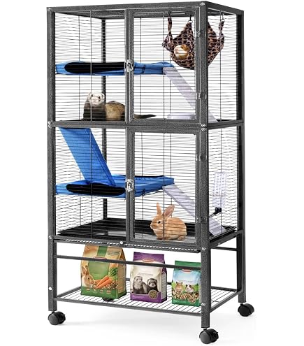 Amazon | HABUTWAY 高さ50インチ 金属製 小動物ケージ ローリング